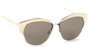 Christian Dior - DiorMirrored [Gold]. Features geometric, hexagonal shape and soft brown lenses with 100% U.V. protection.