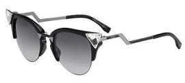 Fendi – FF0041 [Black Palladium]. Part of the Iridia collection, features eye-catching cat-eye style punctuated with sparkling gems with black/dark grey gradient lenses made of durable, high-grade nylon with 100% U.V. protection.
