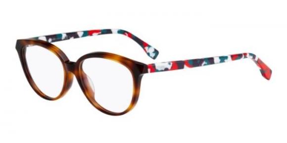 Fendi – FF0189 [Havana Multi]. Part of the Chromia collection, features fine handmade acetate with design inspired by classic Italian marble.