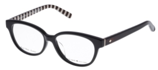 Kate Spade - Fawn [Black/Black Stripes]. Features handmade acetate and iconic Kate Spade stripes on inside arm, with Kate Spade logo.